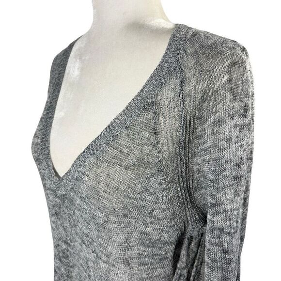 Eileen Fisher* Deep V-Neck Linen Gray Lightweight Knit Sweater Small - Picture 4 of 12